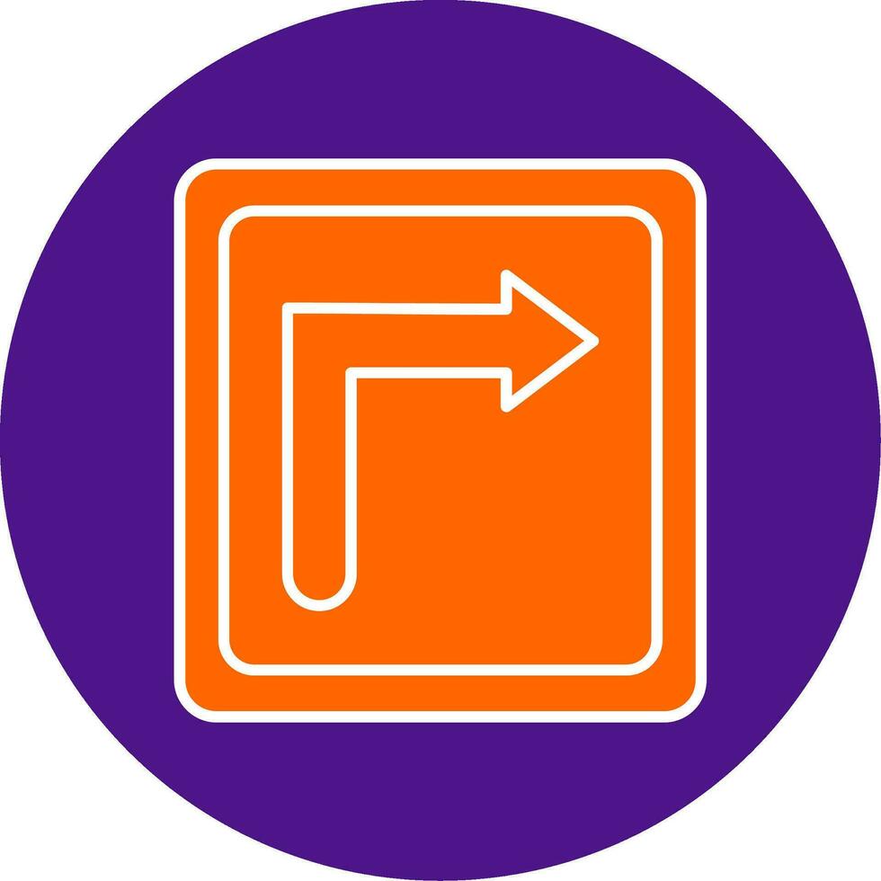 Turn Right Line Filled Circle Icon vector