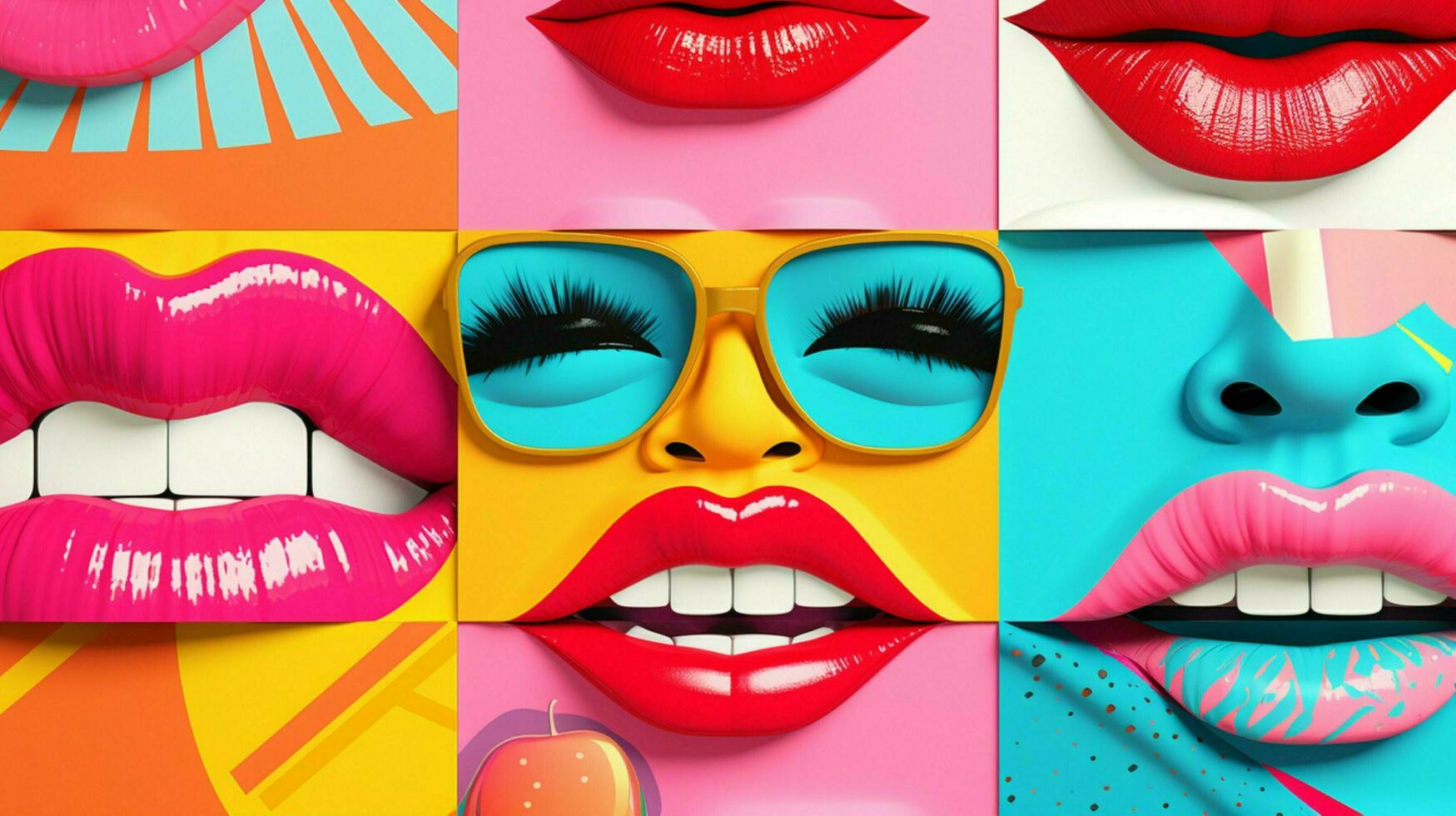 AI generated Pastel Collage of Pop Art Elements Background photo