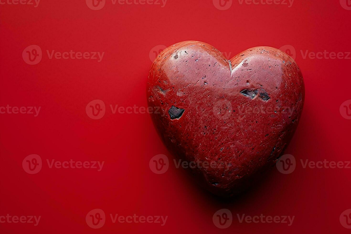AI generated red color background surrounded by romantic atmosphere of floating Red heart shaped cutout papers photo