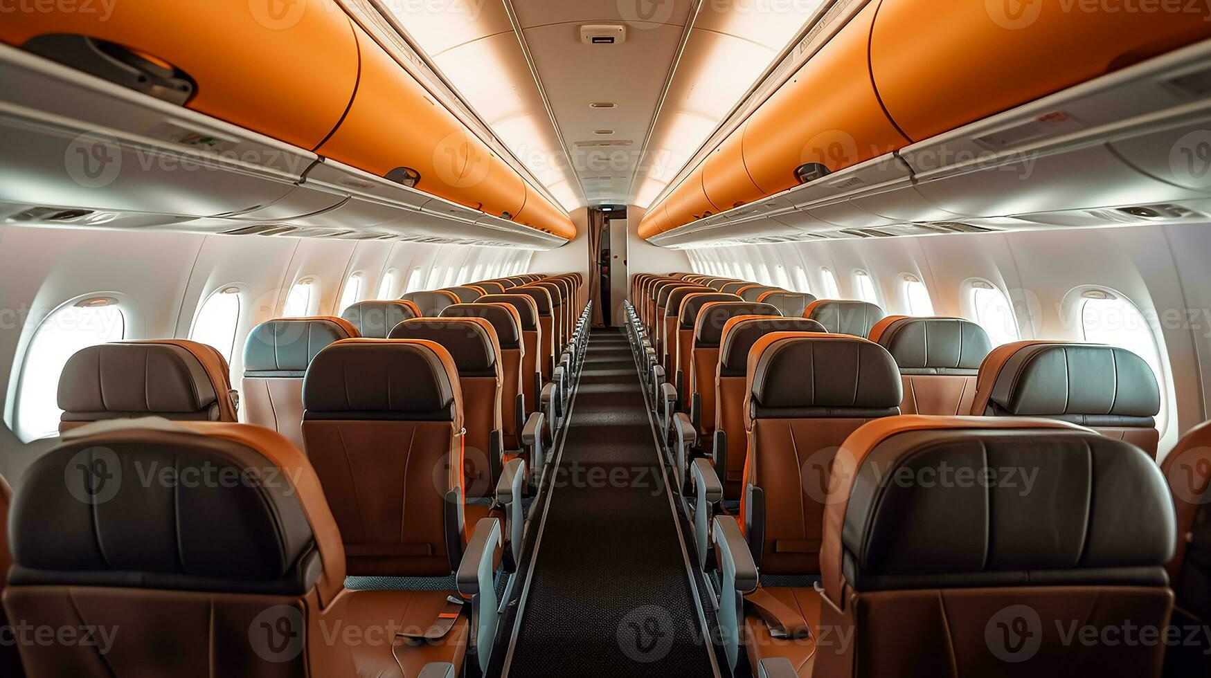 AI generated empty airplane interior view photo