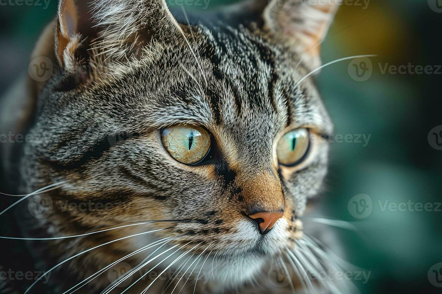 AI generated a close up of a cat with a blurry background photo