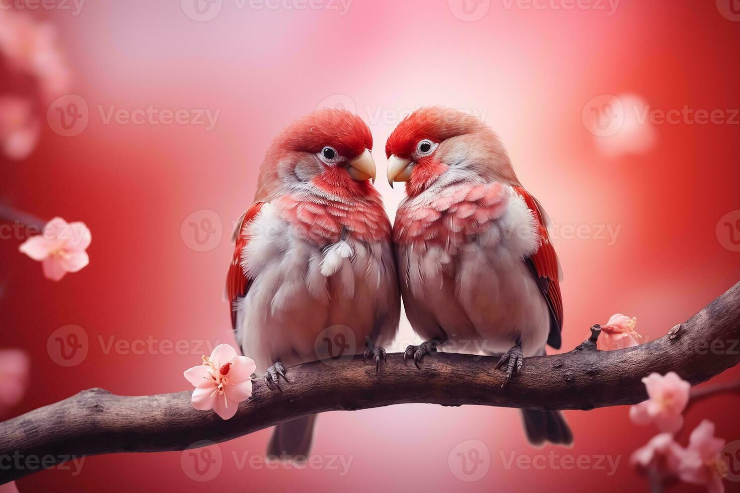 AI generated butterflies on red color background surrounded by romantic atmosphere of floating hearts. Happy valentine day concept photo