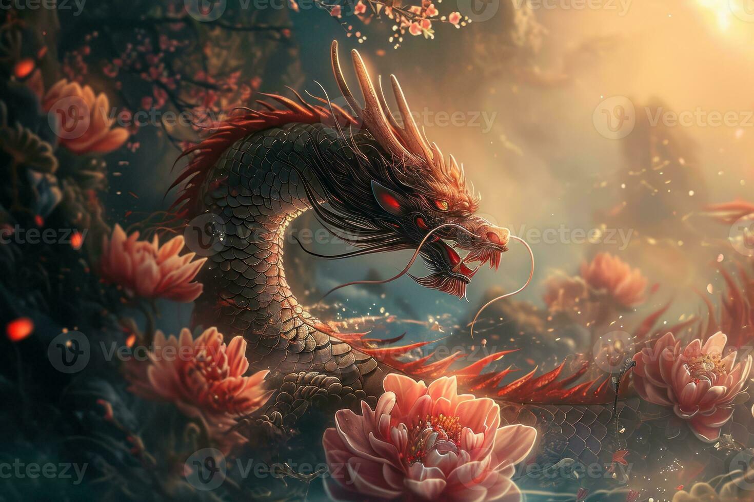 AI Generated Chinese Dragon, New Year 2024 concept photo