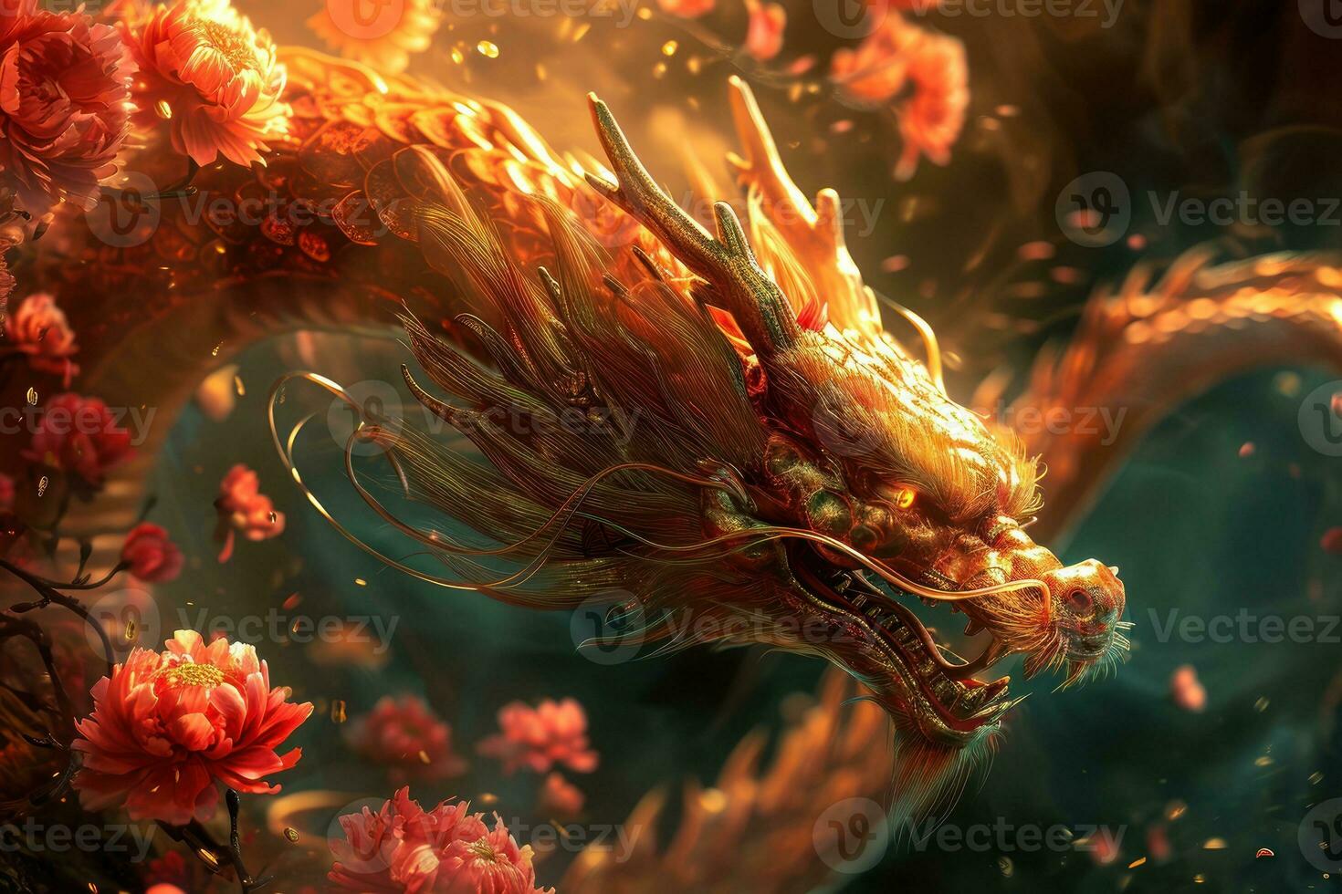 AI Generated Chinese Dragon, New Year 2024 concept photo