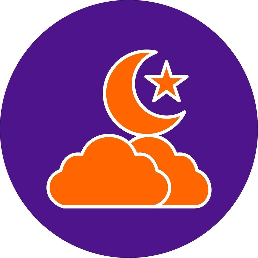 Night Line Filled Circle Icon vector