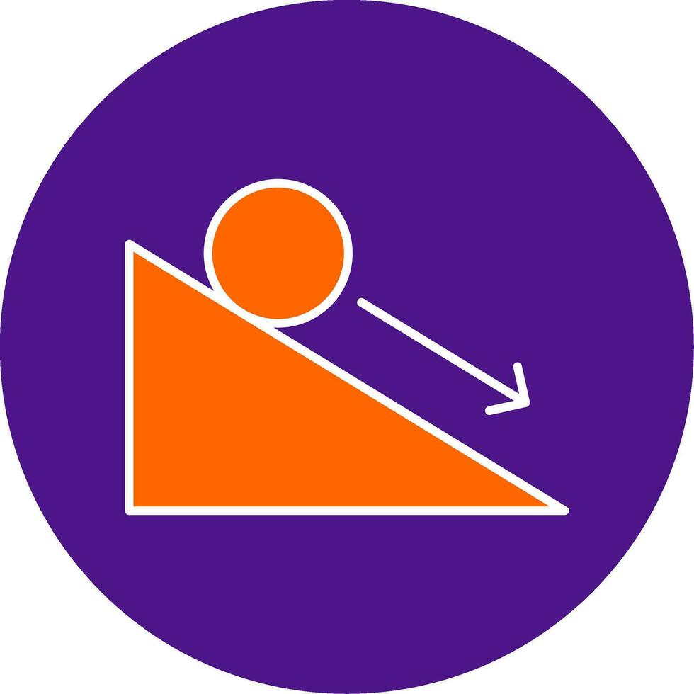 Down Hill Line Filled Circle Icon vector