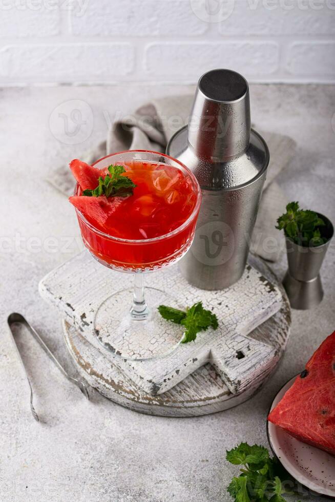 Fresh watermelon cocktail or mocktail photo