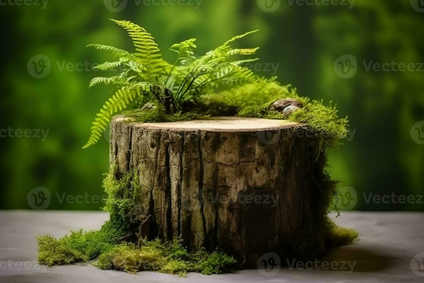 AI generated Empty tree trunk for product display montages photo