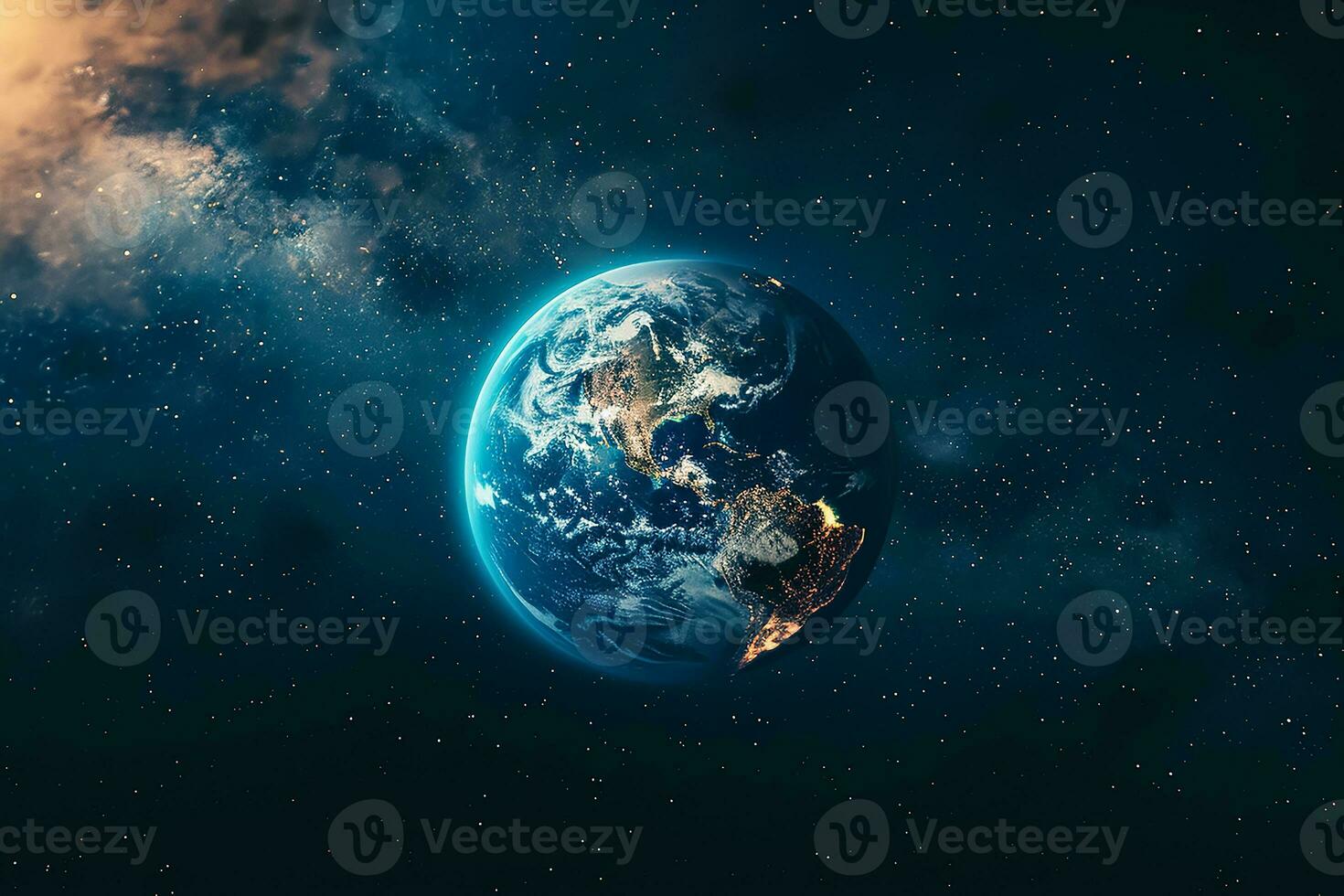 ai generado el planeta tierra ver desde espacio foto