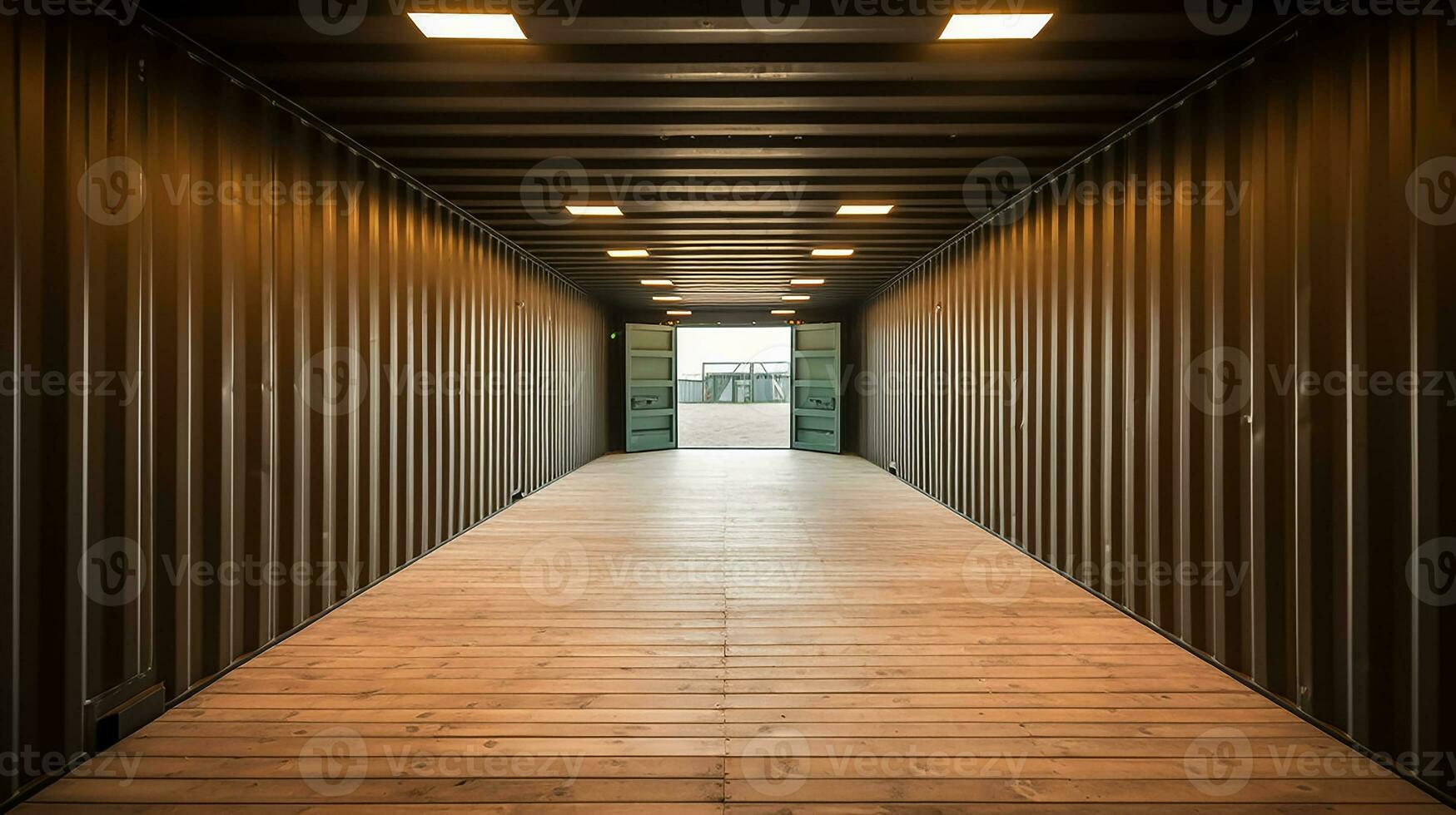 AI generated Empty shipping container interior view photo