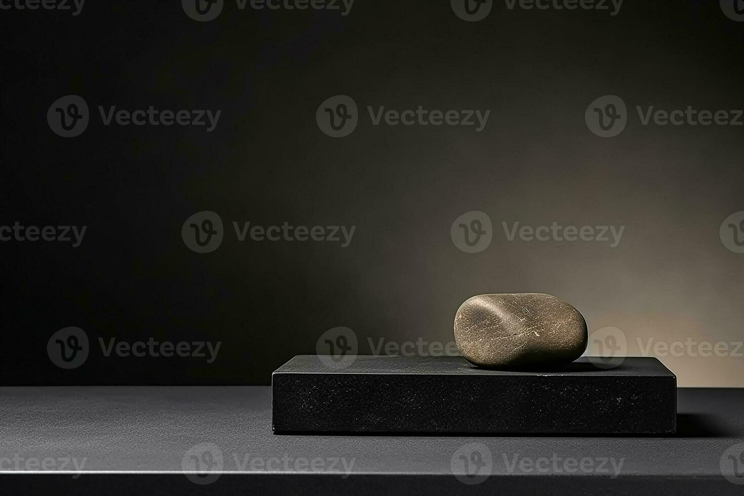 AI generated Stone podium in nature for product display photo