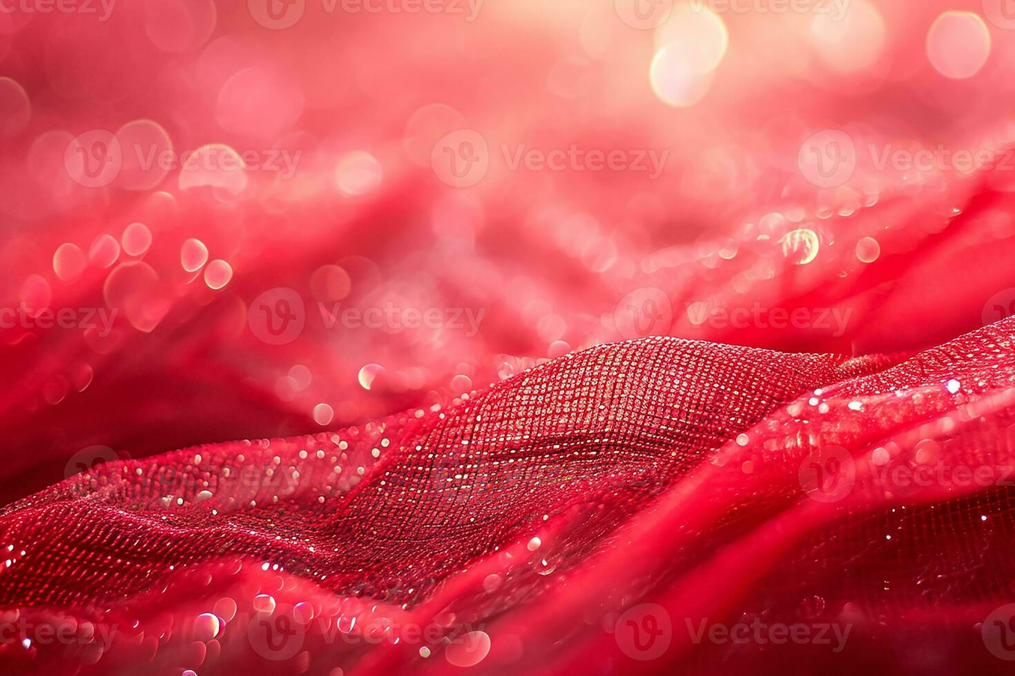 AI generated red color background surrounded by romantic atmosphere of floating Red heart shaped cutout papers photo