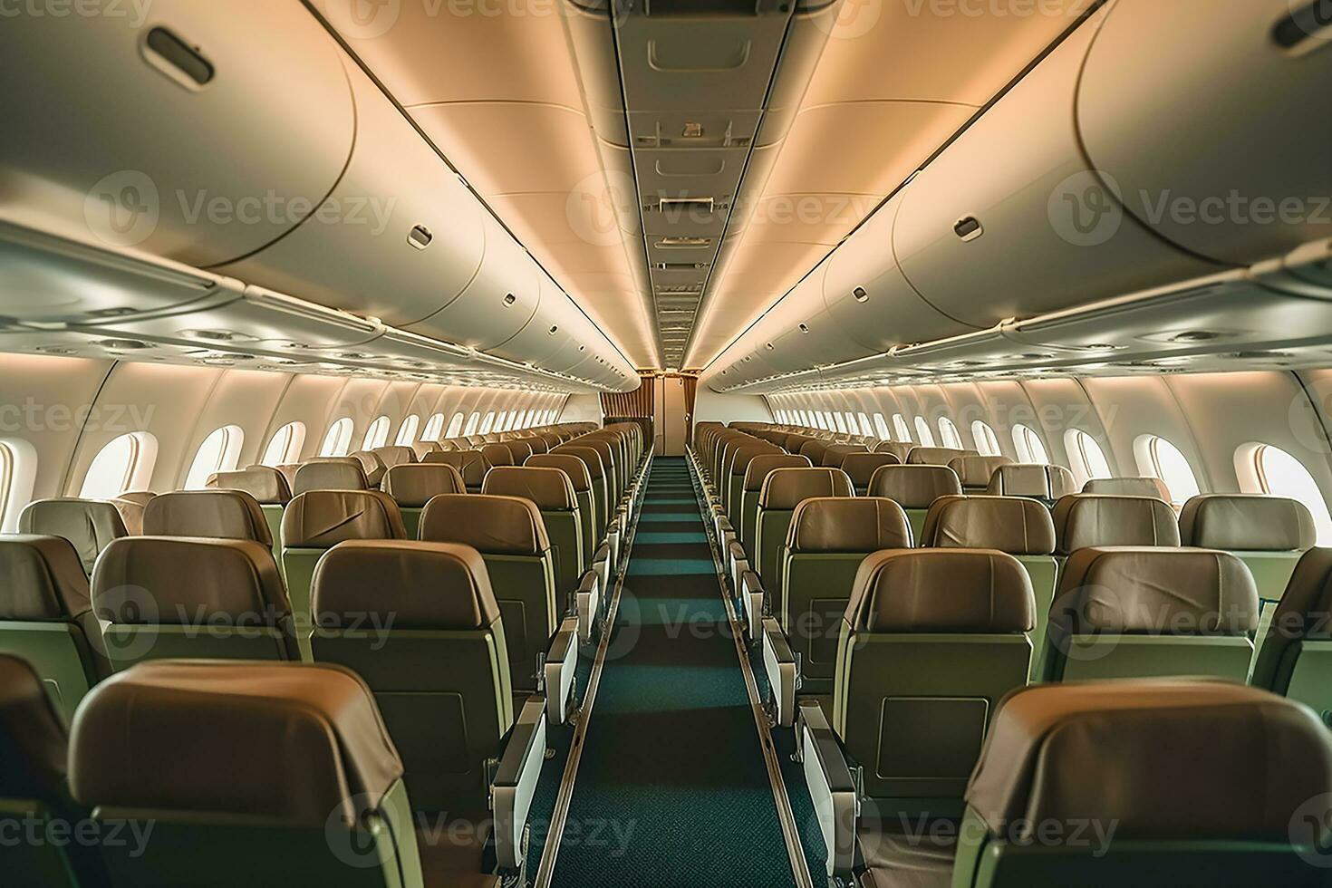 AI generated empty airplane interior view photo