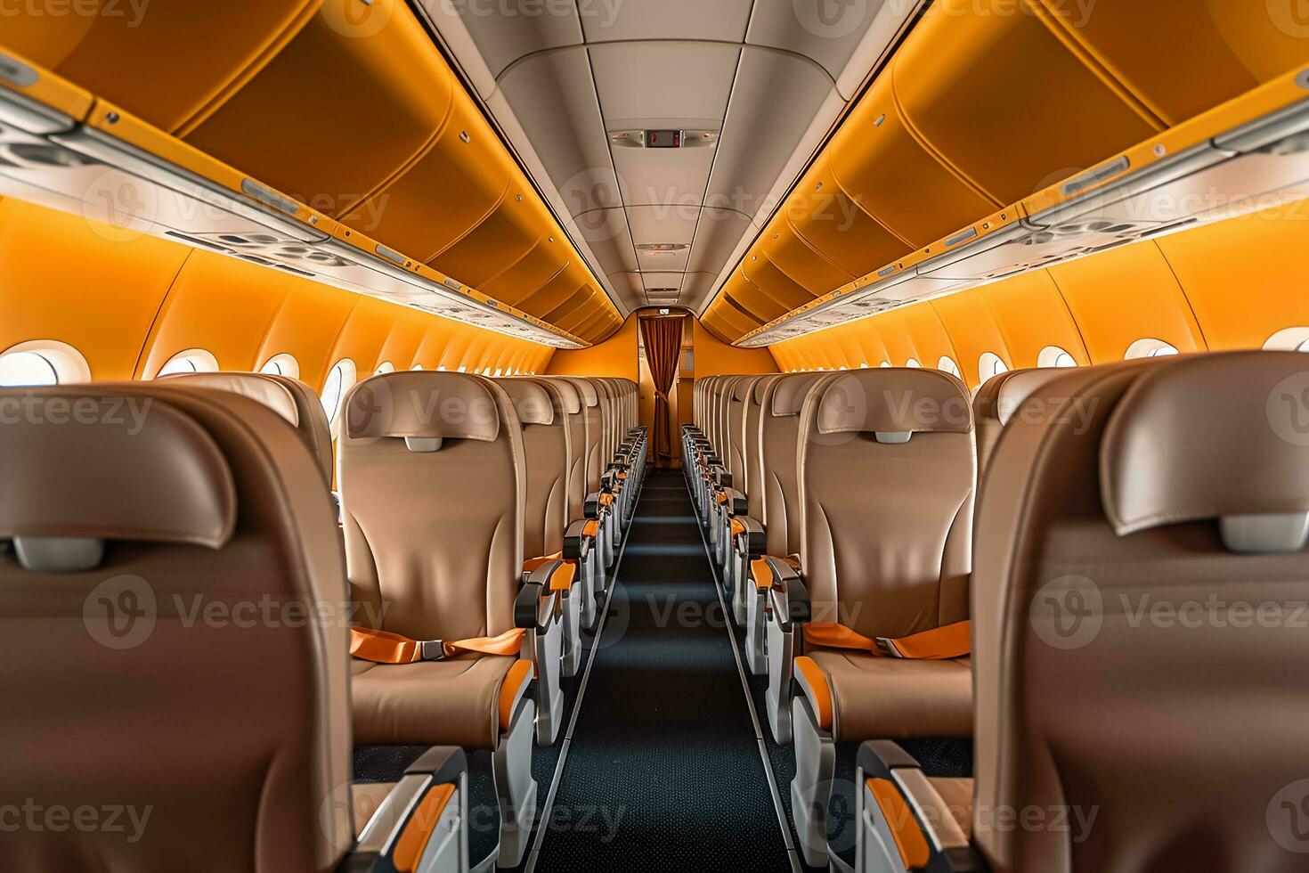 AI generated empty airplane interior view photo