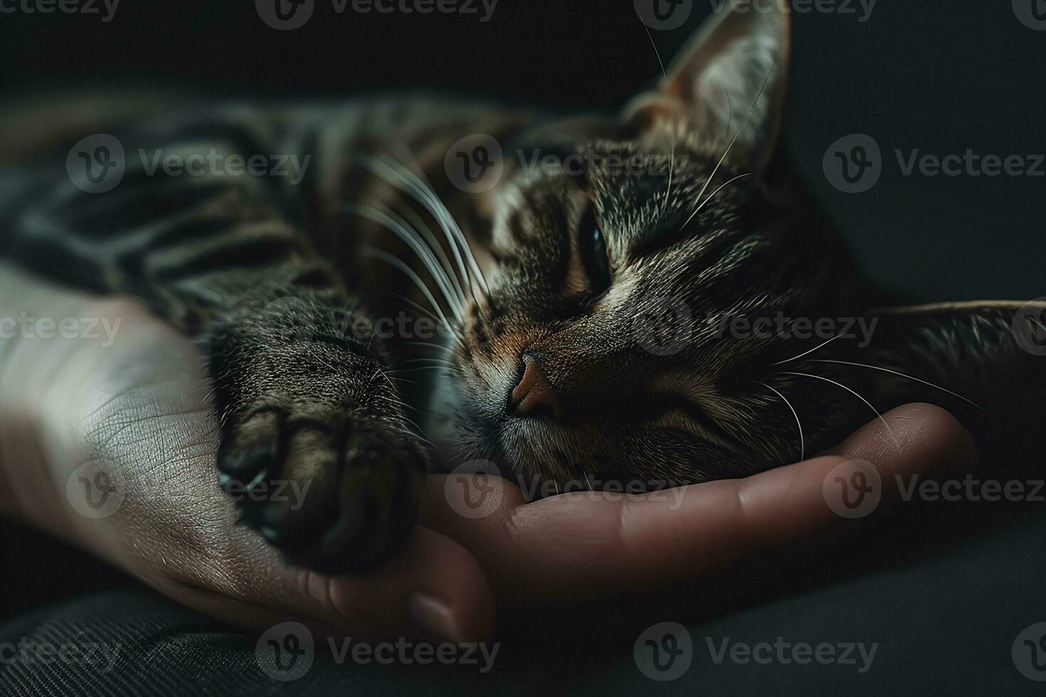 ai generado linda gato tendido en el mano foto