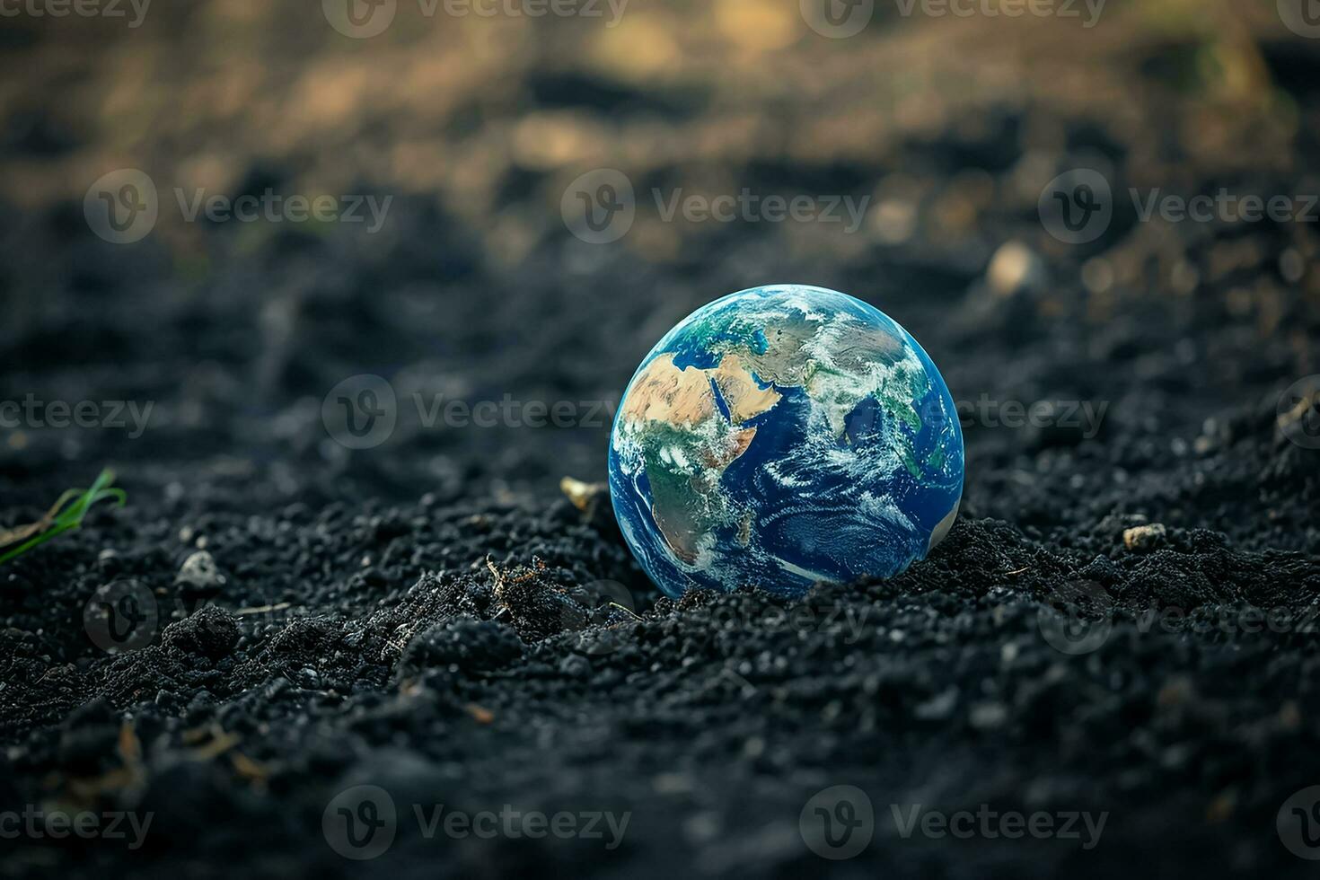 AI generated Plantet Earth surrounded by undifferentiated trash photo