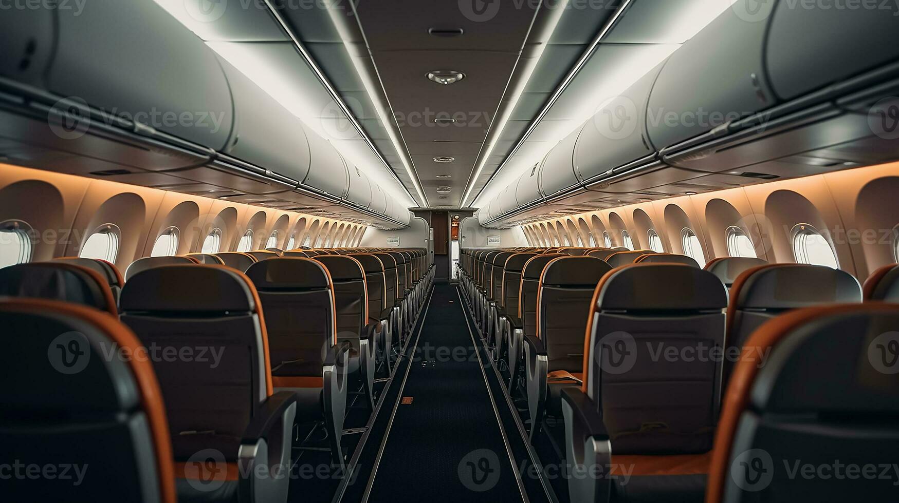 AI generated empty airplane interior view photo