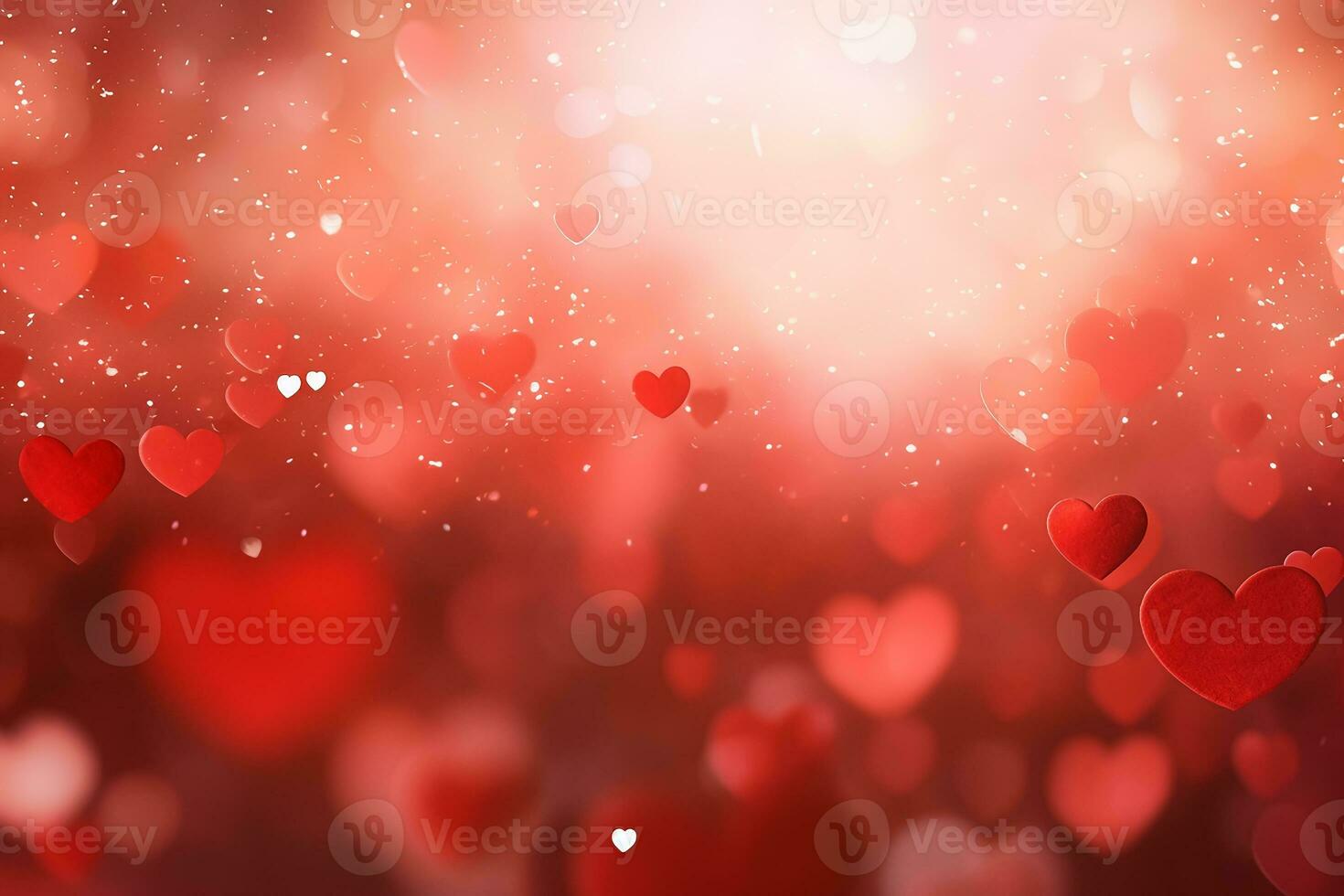 AI generated heart shape 3 stones on red color background, Happy valentine's day concept photo