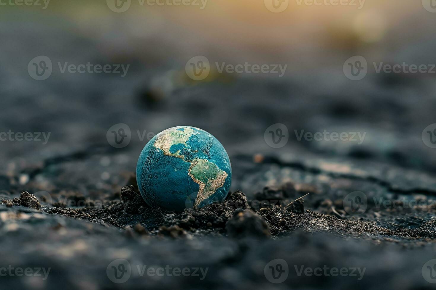 AI generated Plantet Earth surrounded by undifferentiated trash photo