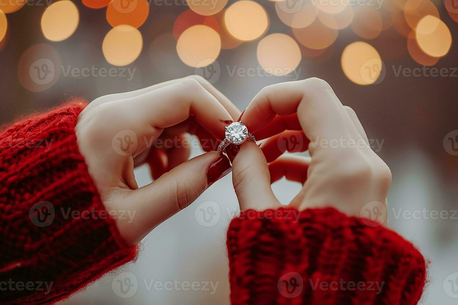 AI generated Man present ring to woman. offer engagement ring for marriage proposal. photo