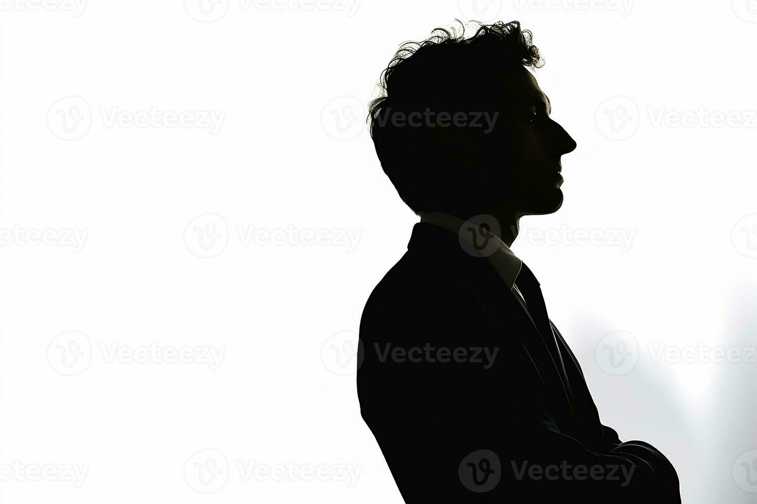 AI generated Silhouette of a thinking businessman on isolated white background photo