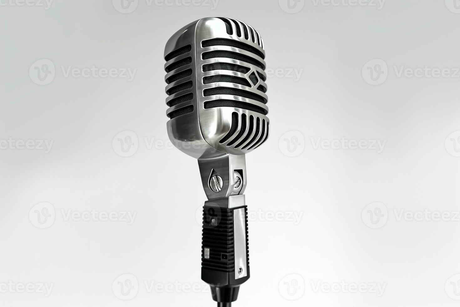 AI generated microphone on isolated white background photo
