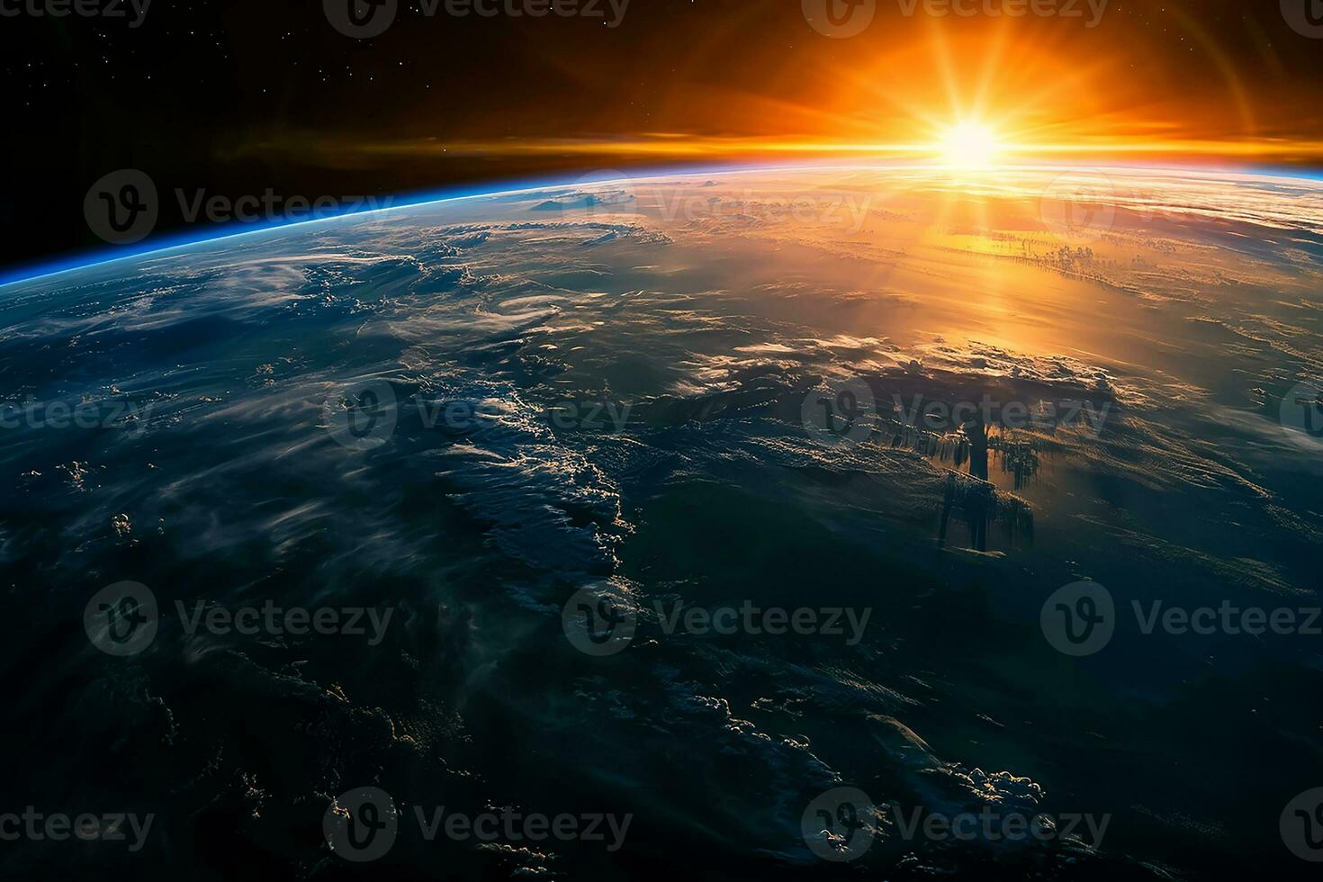 ai generado el planeta tierra y Dom ligero ver desde espacio foto