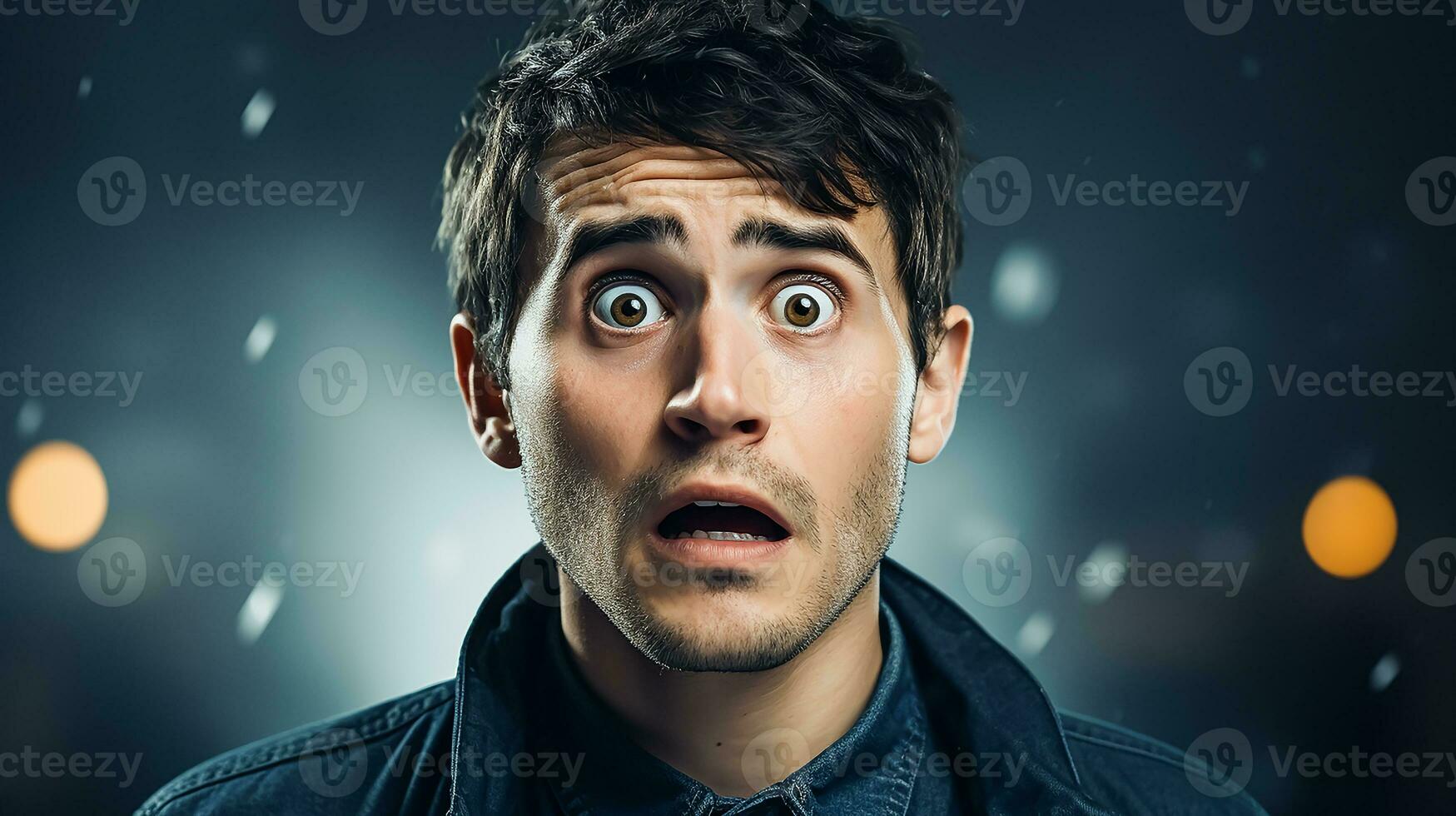 AI generated Shocked surprised expression man photo