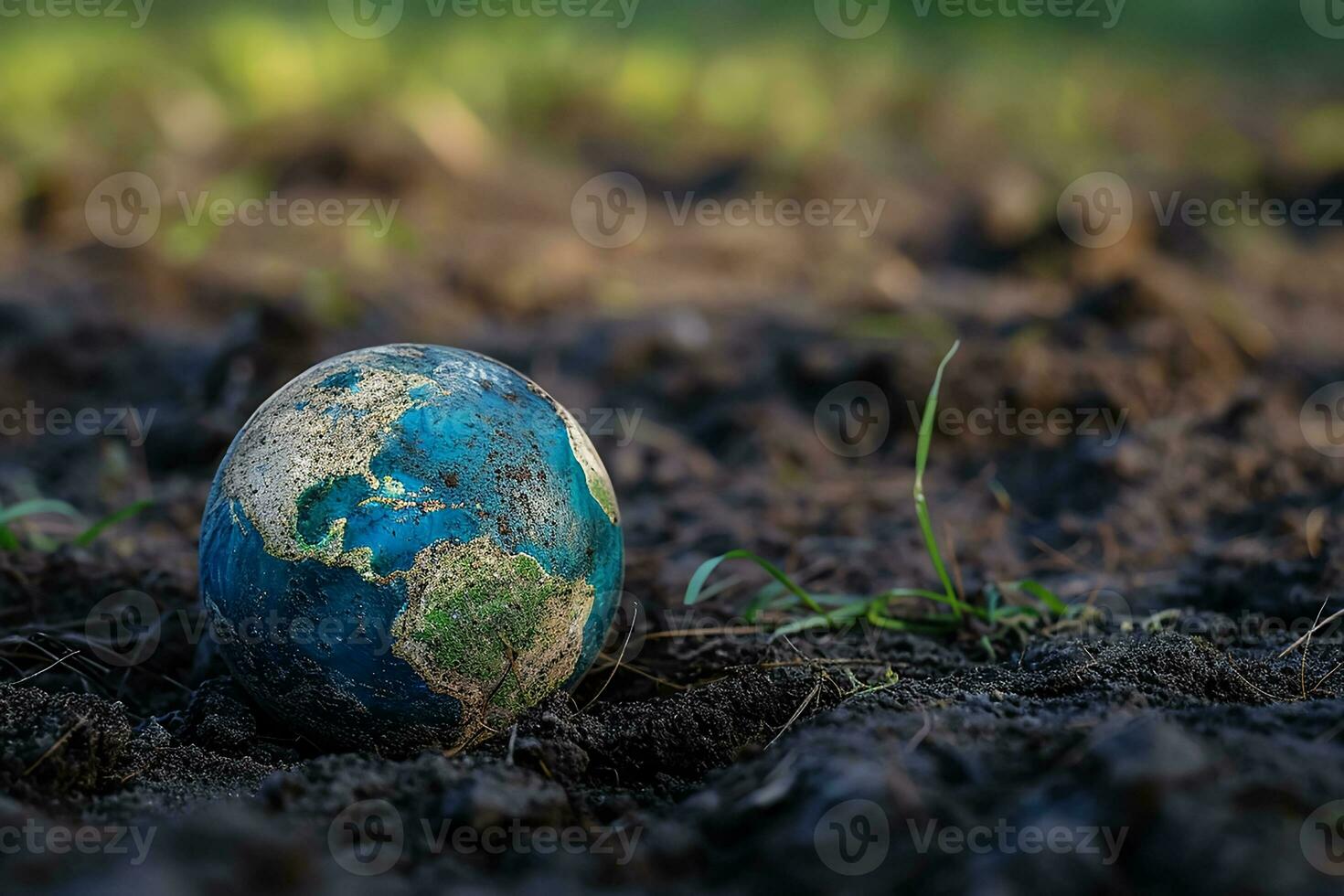AI generated Plantet Earth surrounded by undifferentiated trash photo