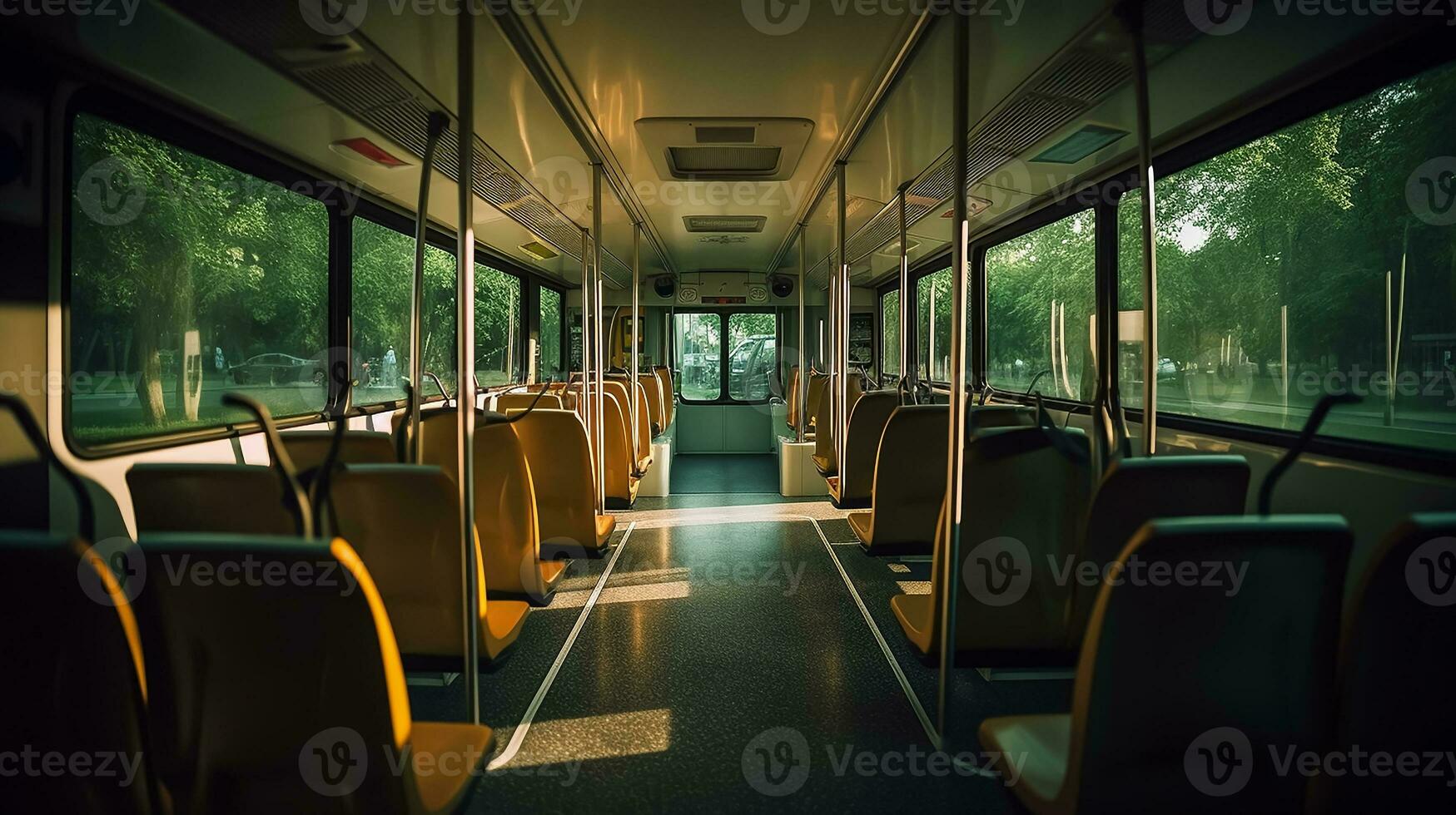 AI generated Empty bus interior view photo