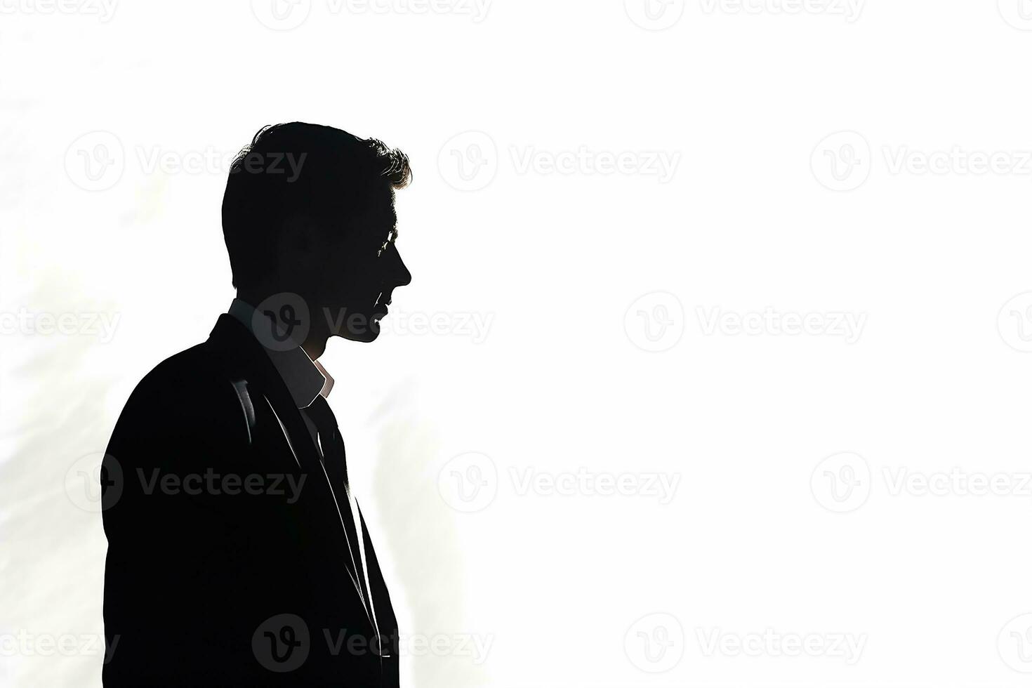 AI generated Silhouette of a thinking businessman on isolated white background photo