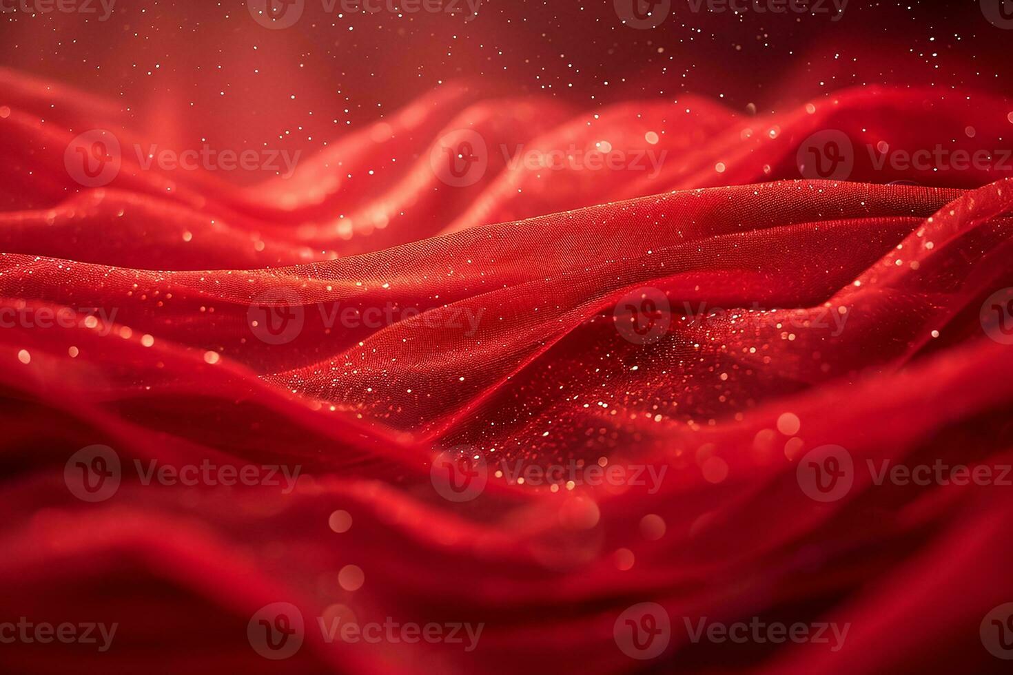 AI generated red color background surrounded by romantic atmosphere of floating Red heart shaped cutout papers photo