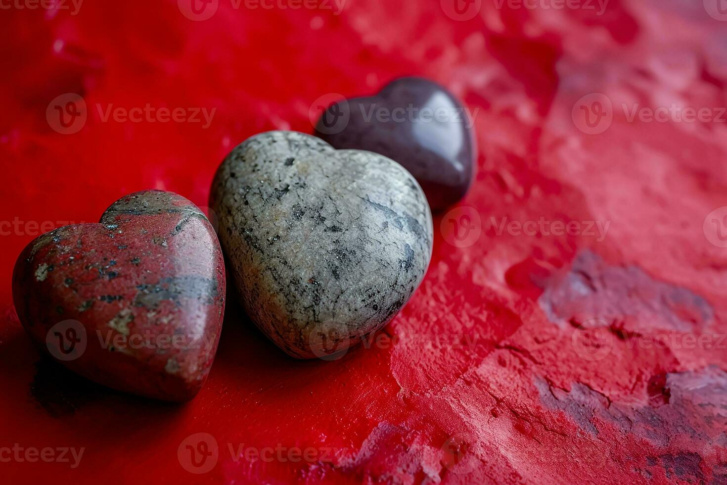 AI generated red color background surrounded by romantic atmosphere of floating Red heart shaped cutout papers photo