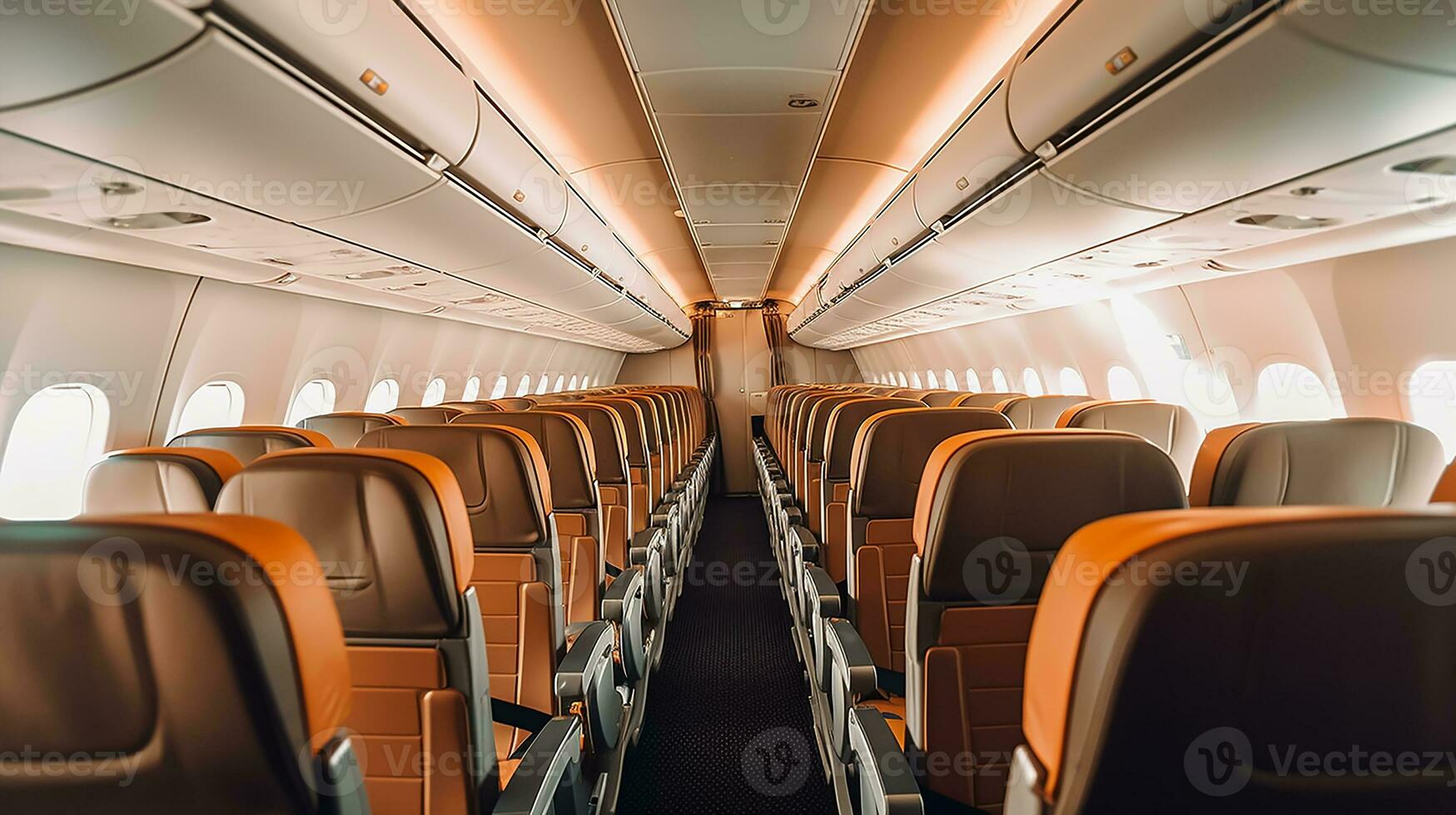 AI generated empty airplane interior view photo