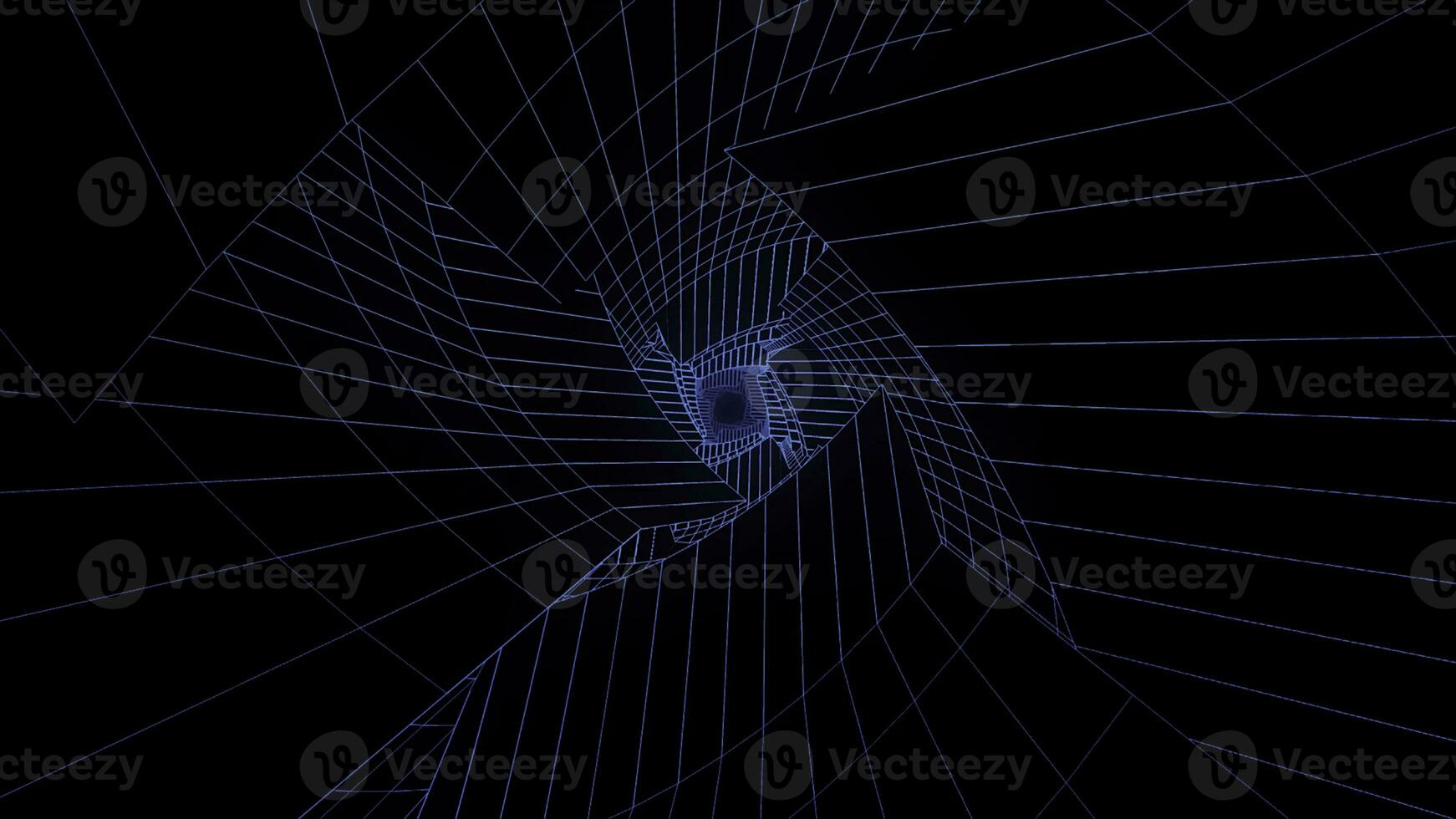 Monochrom neon lines rotating inside the tunnel while flying through it, seamless loop. Modern, geometric figure tunnel, abstract geometric background. photo