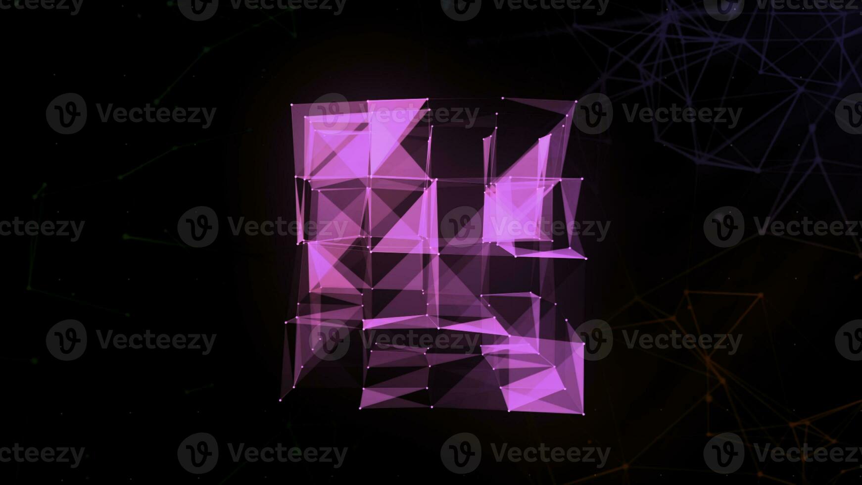 Transforming polygonal complex shape in digital space. Motion. Artificial Intelligence AI exploring science. photo