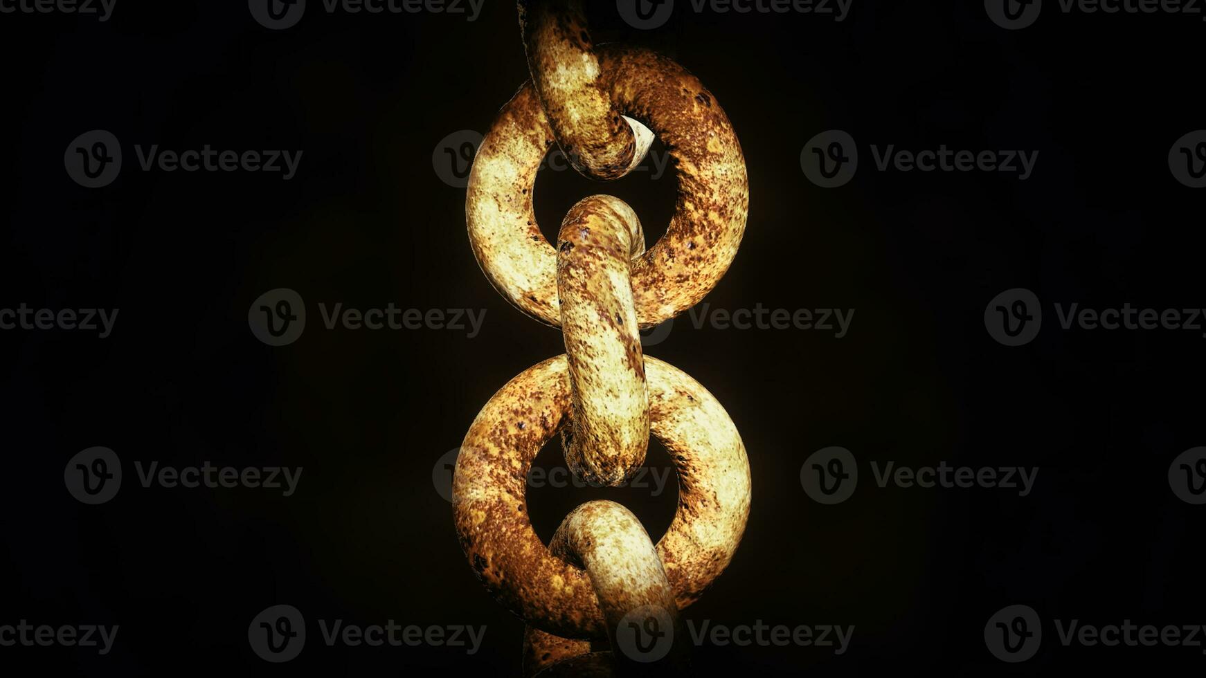 3D animation of old chain. Motion. Old chain with large rings in medieval style. Animation for game inserts photo