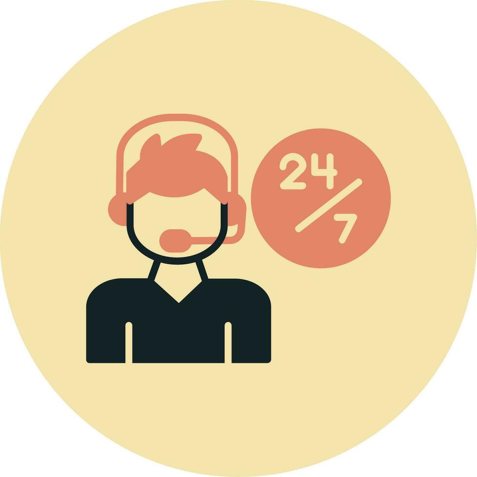 24 Hours Support Vector Icon