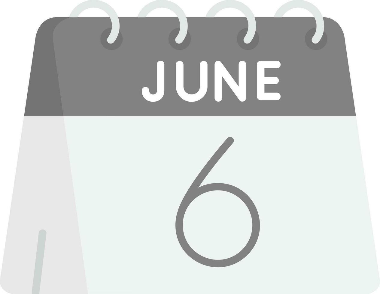 6to de junio gris escala icono vector