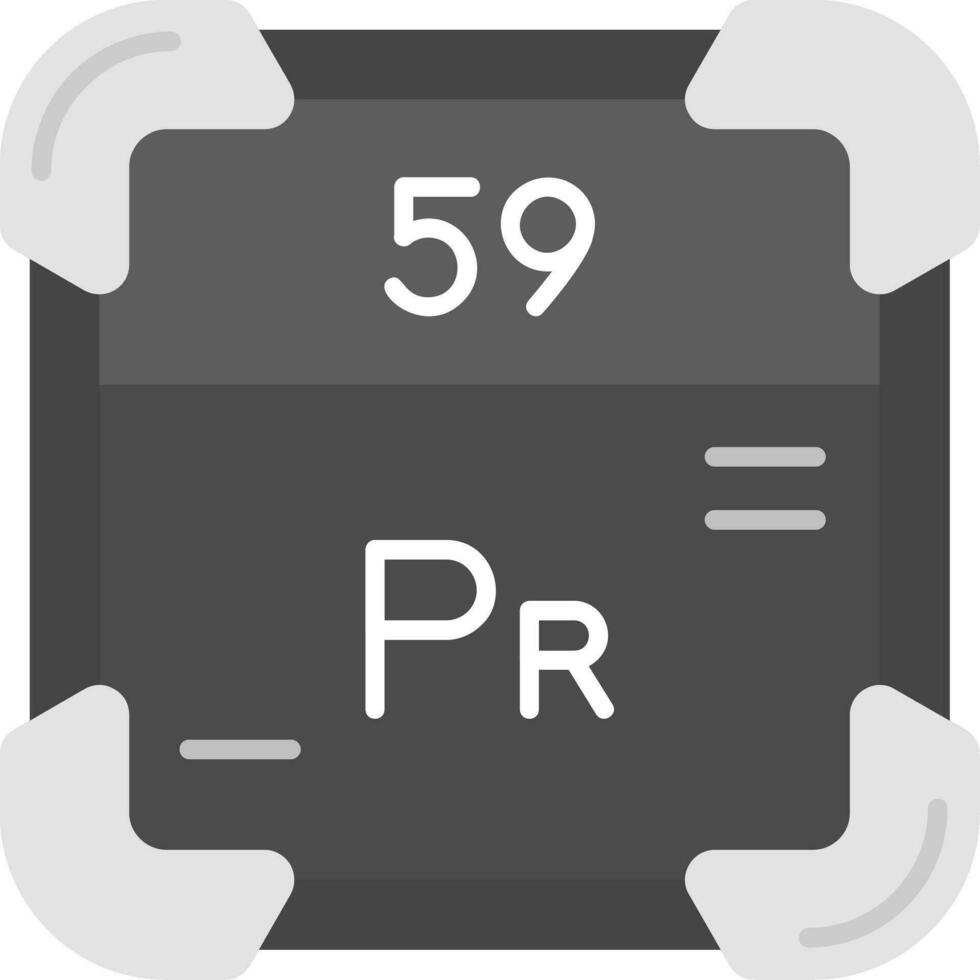 praseodimio gris escala icono vector