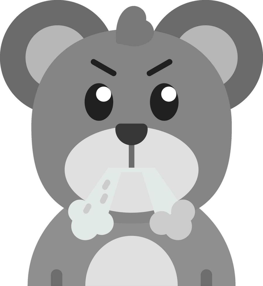 Angry Grey scale Icon vector