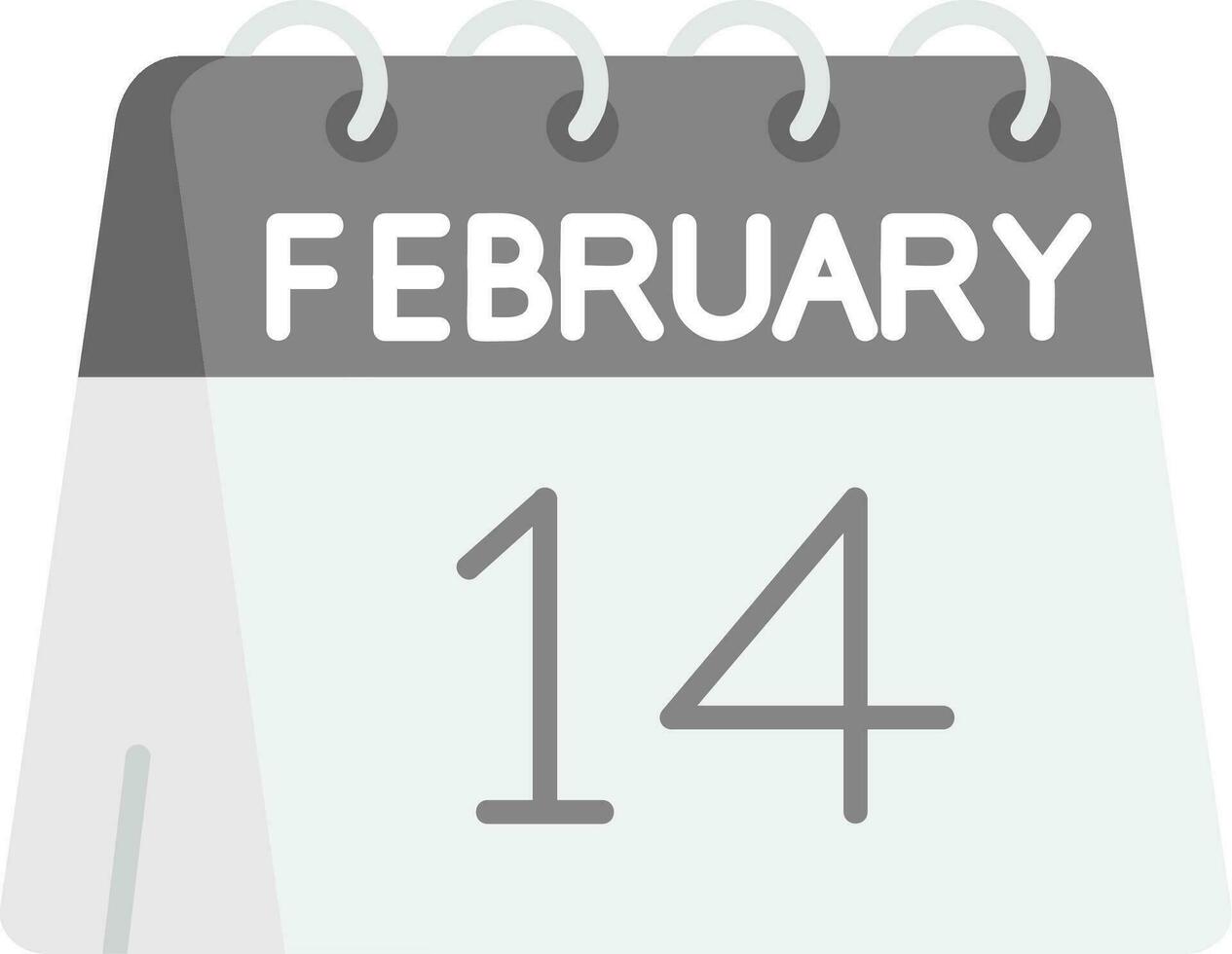 14to de febrero gris escala icono vector
