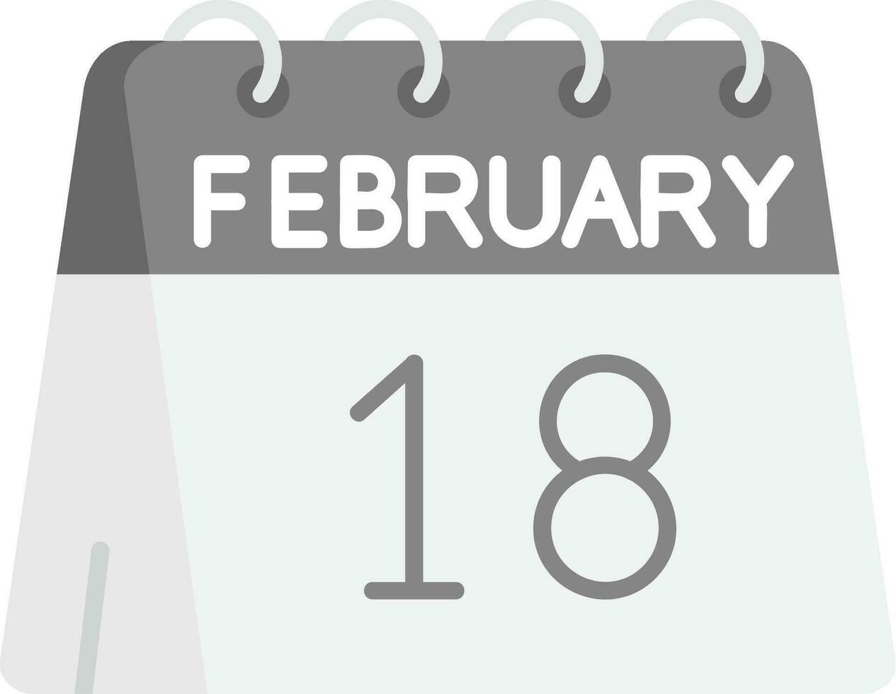 18 de febrero gris escala icono vector
