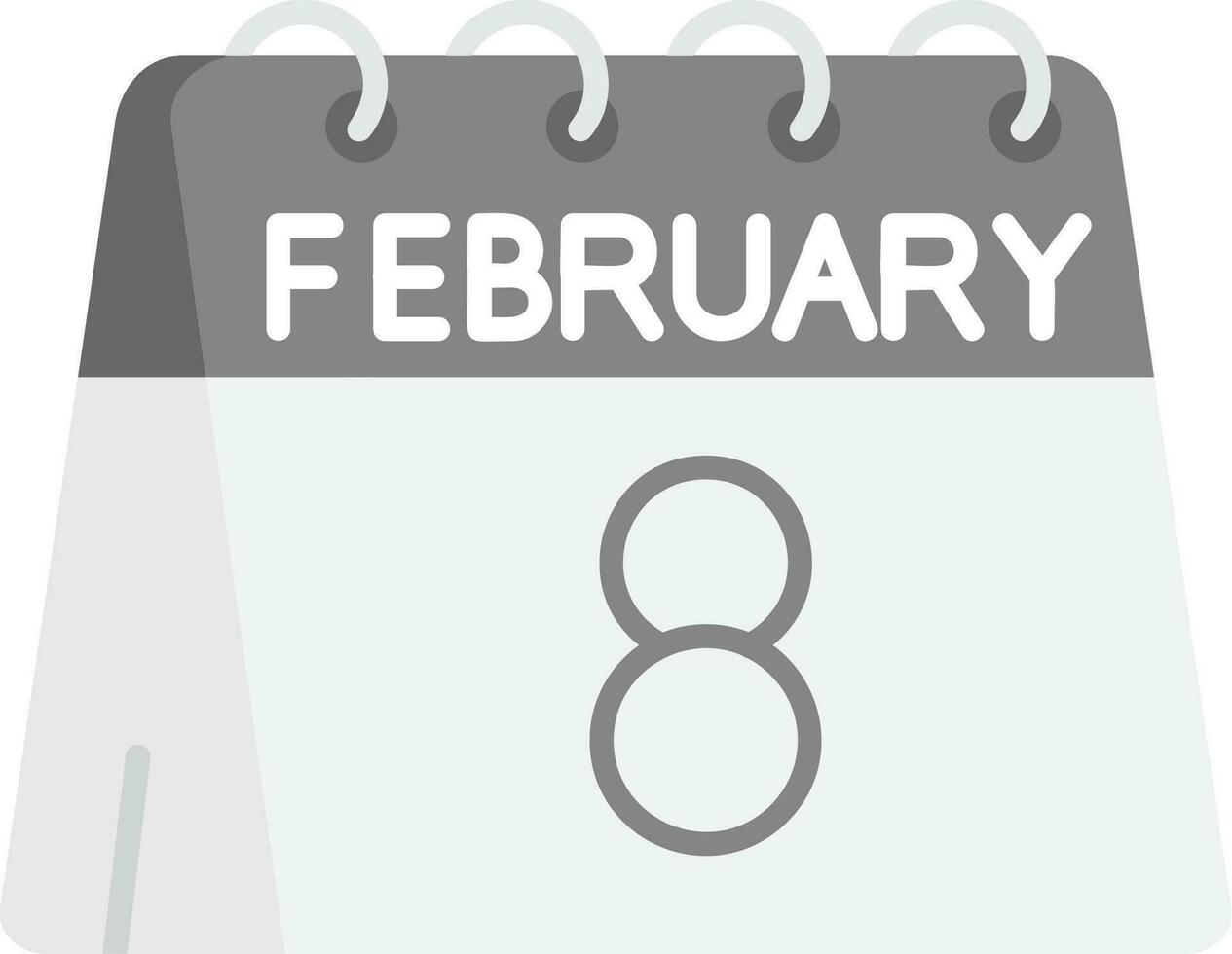 8vo de febrero gris escala icono vector