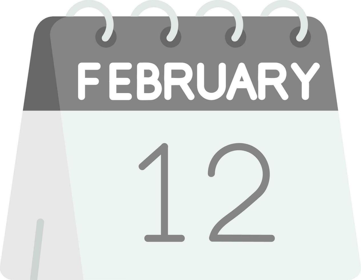 12mo de febrero gris escala icono vector