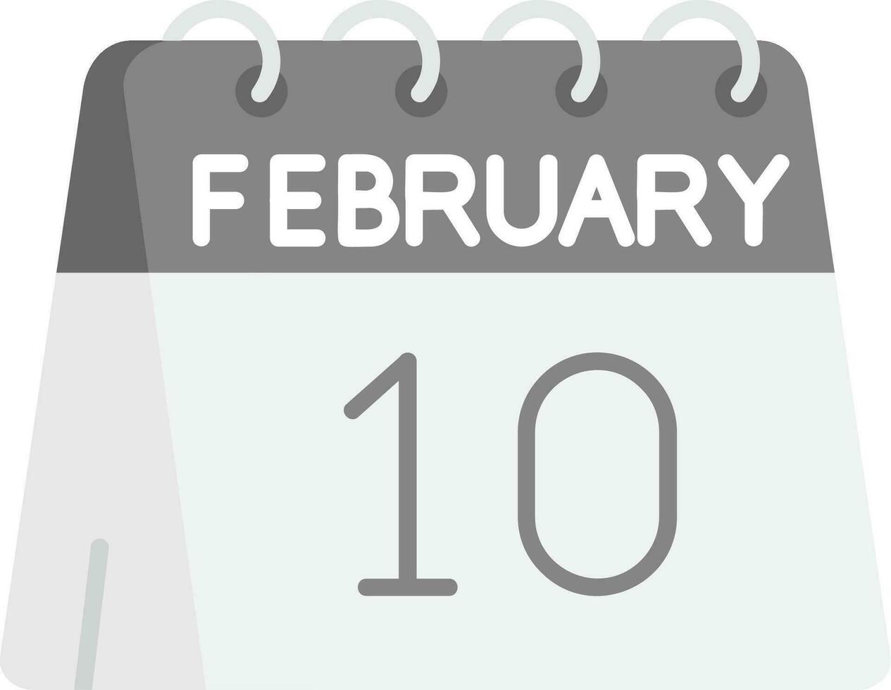 10 de febrero gris escala icono vector