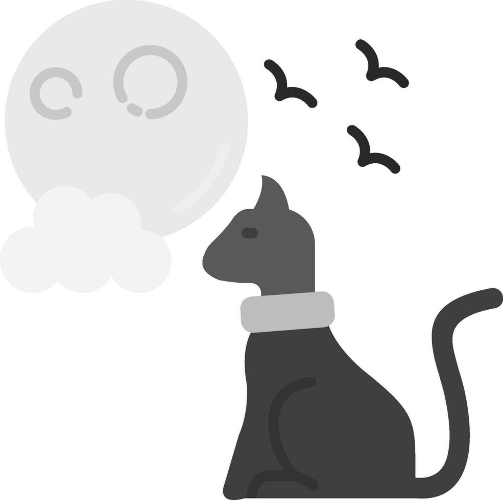 Black cat Grey scale Icon vector