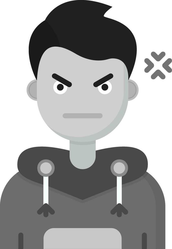 Angry Grey scale Icon vector