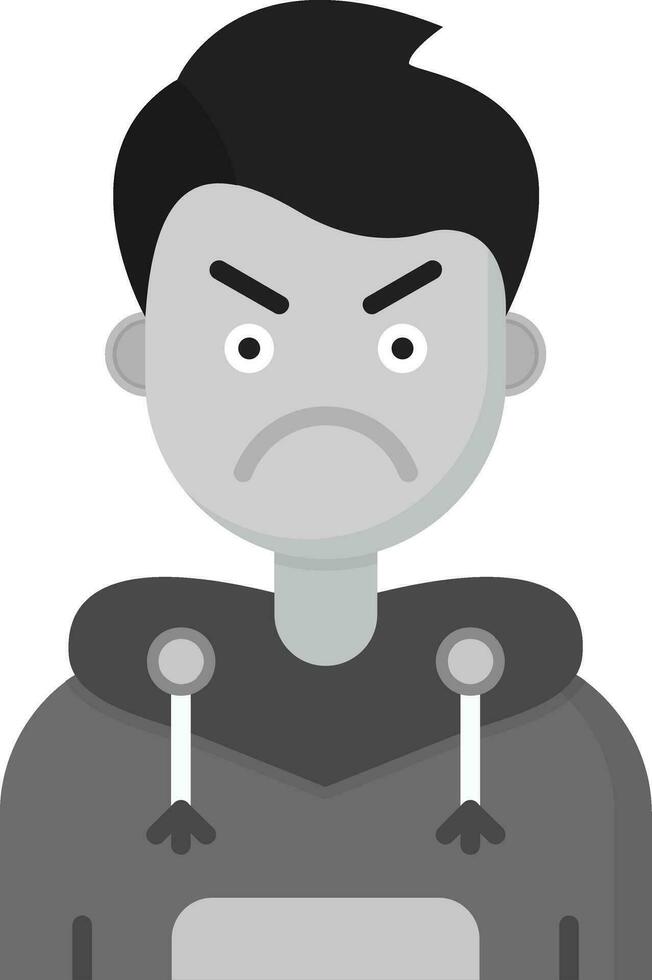 Angry Grey scale Icon vector