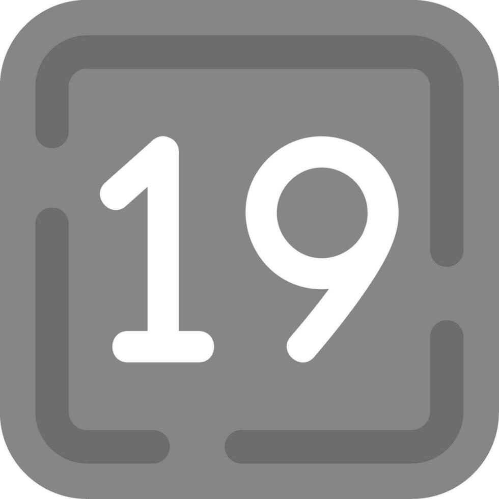 Nineteen Grey scale Icon vector